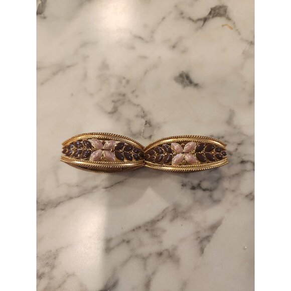 Elegant Napier Couture Pink & Brown Enamel Butterfly Statement Stretch Bracelet - Picture 3 of 4